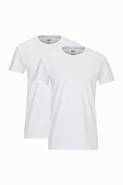 19V69 ITALIA T-Shirt Leonardo Rundhals Grau/Weiß 2er-Pack günstig online kaufen