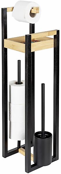 WENKO WC-Garnitur "Braidi" aus Bambus 4in1, Toilettenbürste, Rollen-/Ersatz günstig online kaufen