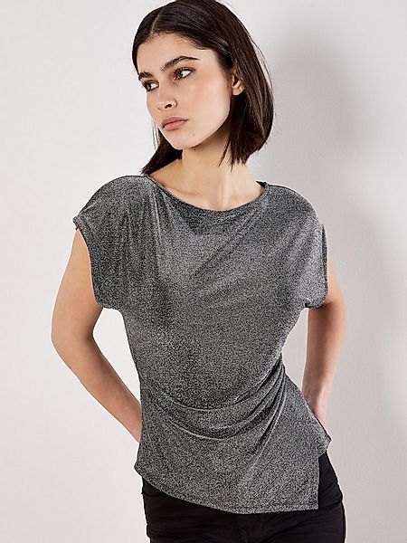 Apricot Paillettenshirt Partytop mit Glitzer günstig online kaufen