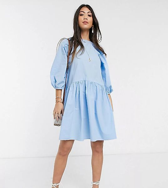 Vero Moda Petite – Oversized-Hängerkleid aus Popeline in Blau günstig online kaufen