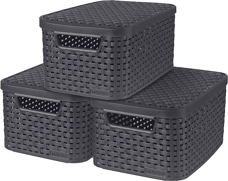 Curver Organizer "Style" Aufbewahrungsbox, mit Deckel anthrazit, 3 x 7 Lite günstig online kaufen
