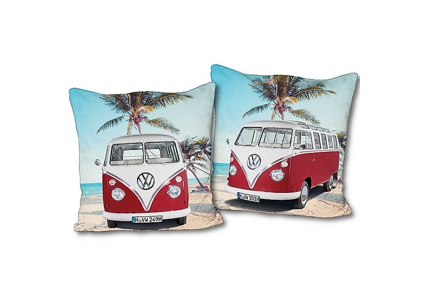 BERONAGE Dekokissen VW Volkswagen Bulli T1 Rot 40 x 40 cm Kissen pass. zur günstig online kaufen