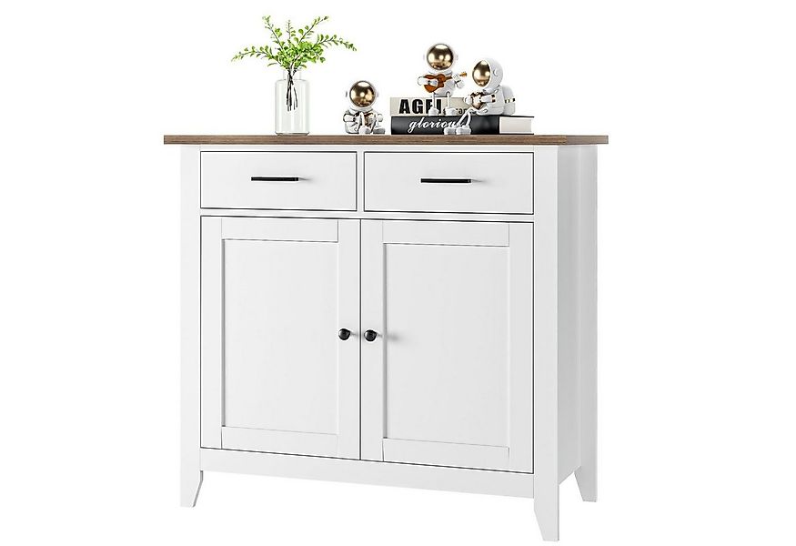 HOMECHO Buffet Sideboard Weiß Küchenschrank mit 2 Schubladen 2 Türen günstig online kaufen