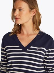 Tommy Hilfiger V-Ausschnitt-Pullover mit Logo-Stickerei günstig online kaufen