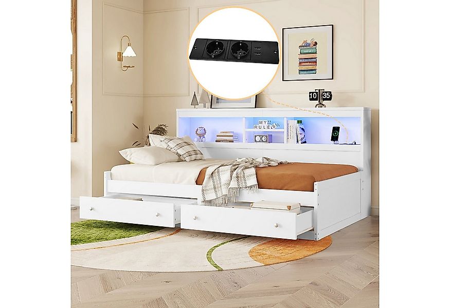 STILVORA Daybett Schlafsofa 90×200 Tagesbett mit Steckdose, Kinderbett mit günstig online kaufen
