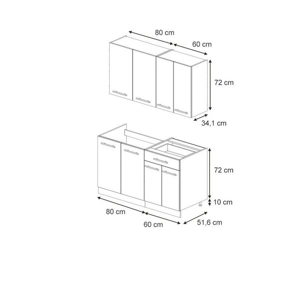 Vicco Küchenzeile Fame-Line, Hellblau-grau/Weiß/Weiß, 140 cm günstig online kaufen