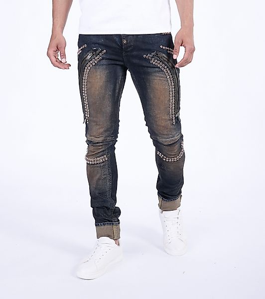 KINGZ Slim-fit-Jeans KINGZ blaue Herren Nieten günstig online kaufen
