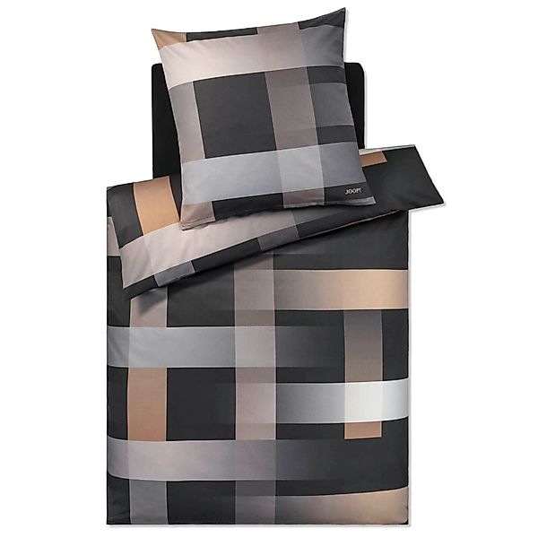 JOOP! Mako Satin Bettwäsche Woven 4108-9 Ebony Streifen 135x200 günstig online kaufen
