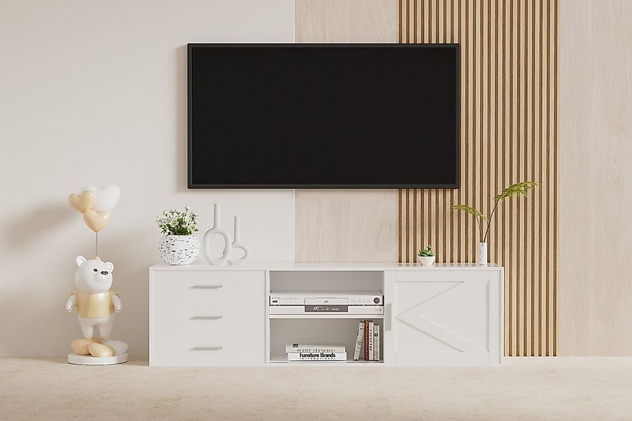 HOMAVO Lowboard TVG1-S mit 3 Schubladen & Schiebetür, 160 cm, FSC® zertifiz günstig online kaufen