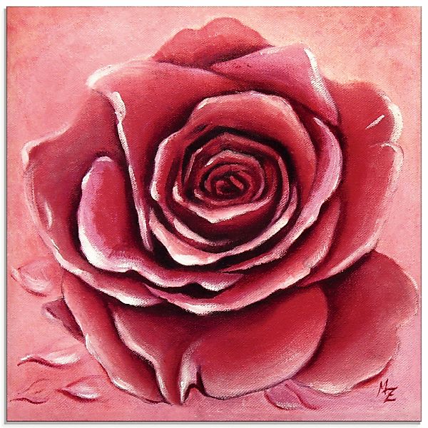 Artland Glasbild "Rote Rose handgemalt", Blumen, (1 St.), in verschiedenen günstig online kaufen