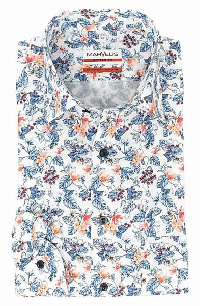 MARVELIS Kurzarmhemd Businesshemd - Modern Fit - Langarm - Florales Muster günstig online kaufen
