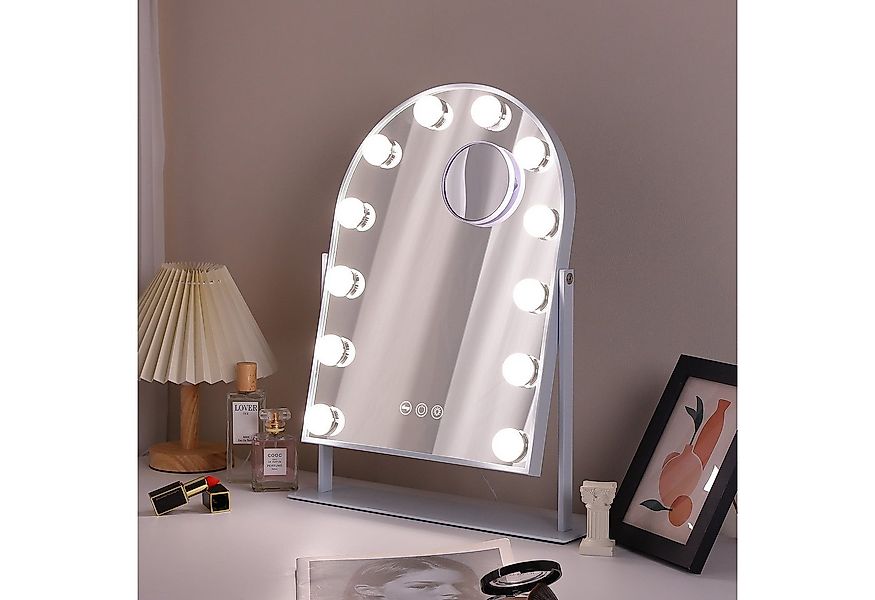 FENCHILIN Schminkspiegel Hollywood mit 12 LED Beleuchtung, 360° Drehbar Spi günstig online kaufen