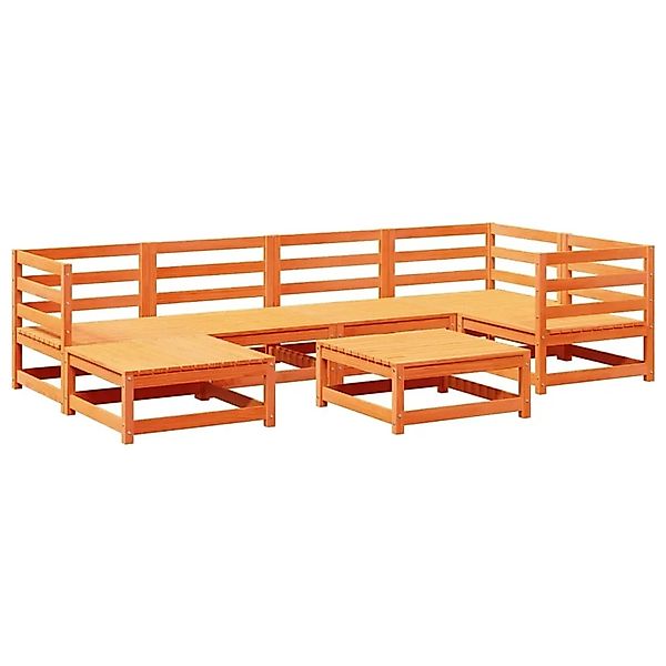 vidaXL 7-Tlg Garten-Sofagarnitur Wachsbraun Massivholz Kiefer 3299531 günstig online kaufen