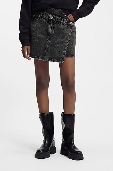 HUGO Blue Jeansrock "Galaxy" mit asymmetrischem Bund, Mini-Länge günstig online kaufen
