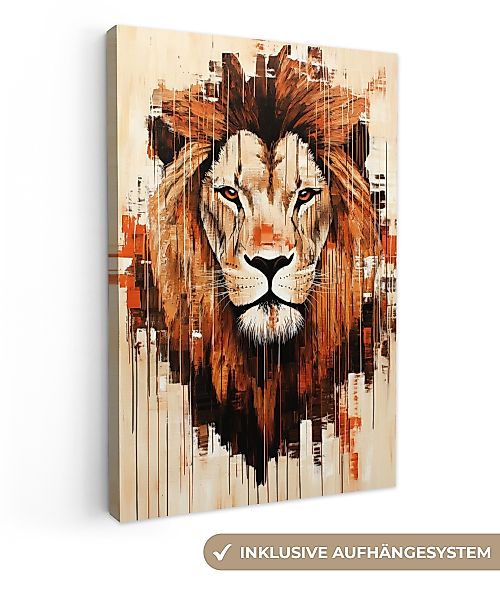OneMillionCanvasses® Leinwandbild Löwenkopf - Leinen - günstig online kaufen