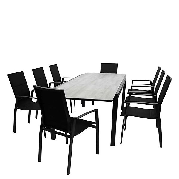 Gartentischgruppe modern mit acht Sitzplätzen hoher Lehne (neunteilig) günstig online kaufen