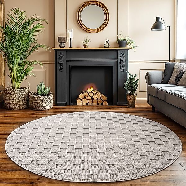 SIMPEX24 Designteppich Einfarbig Boucle Loop, Rund, günstig online kaufen