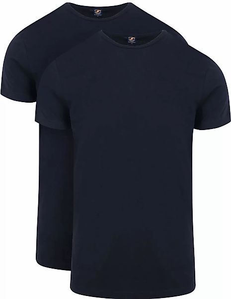 Suitable Ota T-Shirt Rundhalsausschnitt Marineblau 2-Pack - Größe S günstig online kaufen