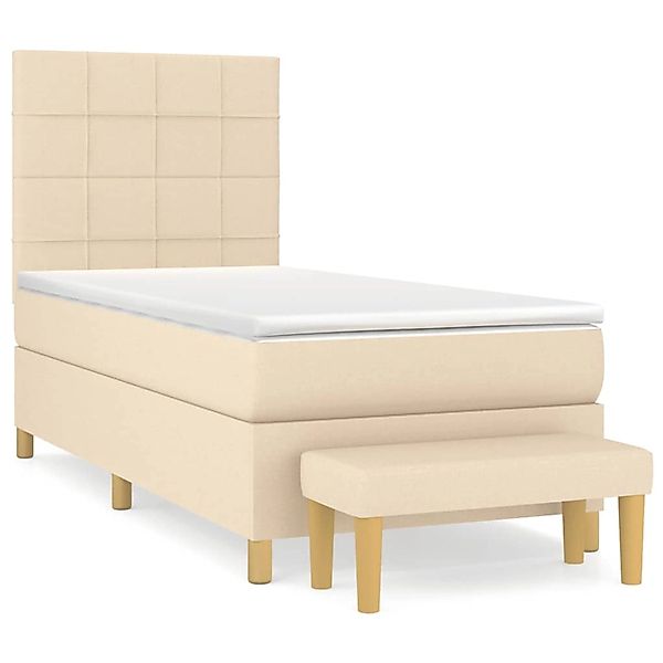 vidaXL Boxspringbett mit Matratze Creme 90x190 cm Stoff 3137122 günstig online kaufen