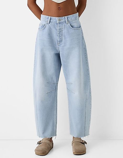 Bershka Barrel-Jeans Damen 34 Ausgewaschenes Blau günstig online kaufen