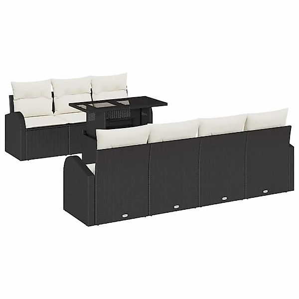 vidaXL Gartensofa-set mit Kissen 8-Tlg Schwarz Poly-Rattan 3357320 günstig online kaufen