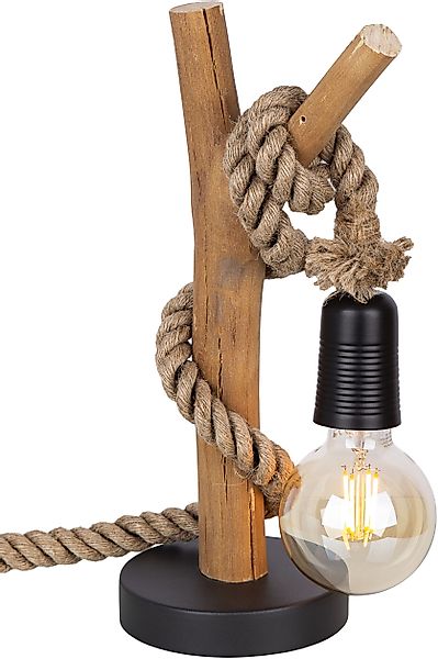 NOWA Tischleuchte NERIDA, ohne Leuchtmittel, Tischlampe/Holz/Hanf/naturgewa günstig online kaufen