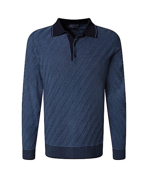 Pierre Cardin Langarm-Poloshirt Strick in Bicolour- Jaquard - Struktur günstig online kaufen