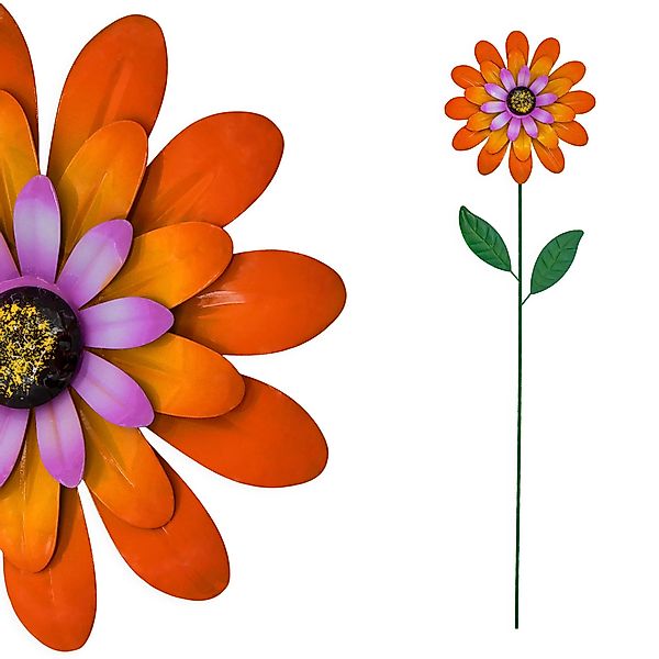 Spetebo Gartenstecker Metall Blume orange - günstig online kaufen