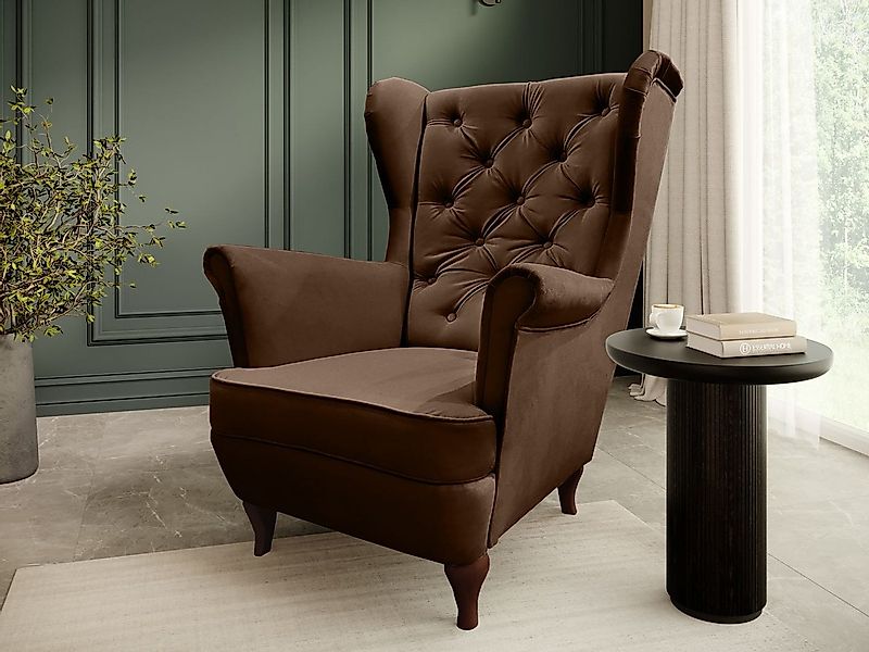 Beautysofa Ohrensessel Sessel FALCO Chesterfield Wohnzimmersessel Fernsehse günstig online kaufen