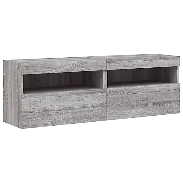 vidaXL TV-Wandschränke mit LED-Leuchten 2 Stk Grau Sonoma 60x30x40 cm 83719 günstig online kaufen