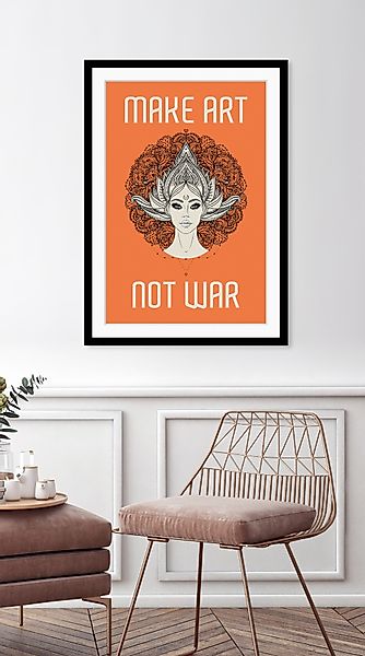 queence Bild »MAKE ART NOT WAR«, HD Premium Poster-Druck inkl. Holzrahmen günstig online kaufen