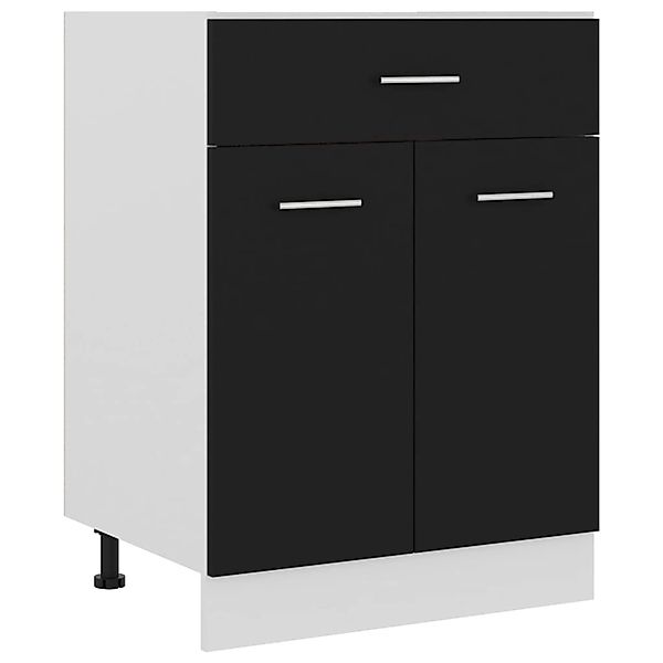 Schubunterschrank Schwarz 60x46x81,5 Cm Spanplatte günstig online kaufen
