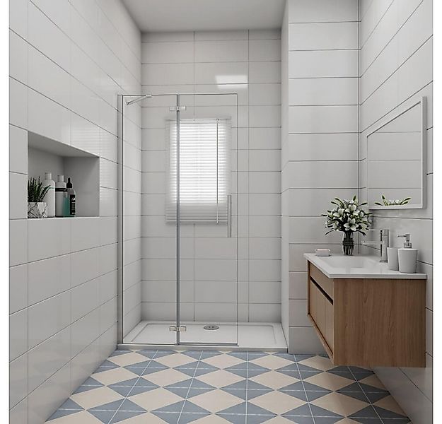 Duschparadies Dusch-Falttür 195cm Walk in Drehtür Duschabtrennung Duschtür günstig online kaufen