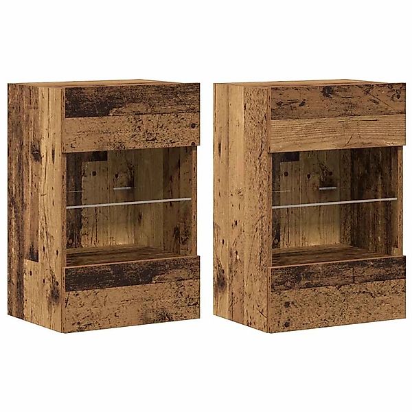 vidaXL Wandschränke mit LED-Leuchten für TV 2 Stk Altholz-Optik 857680 günstig online kaufen