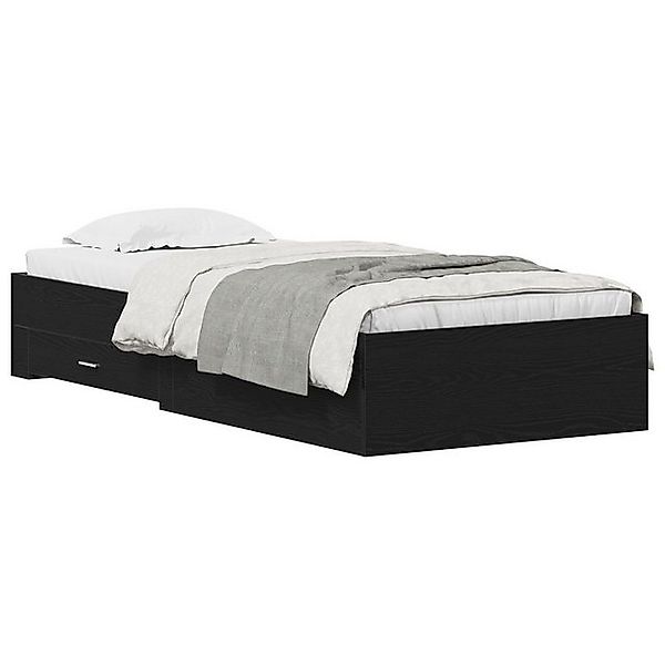 vidaXL Bett Bettgestell Schwarz Eiche 90x200 cm Holzwerkstoff (1-tlg) günstig online kaufen