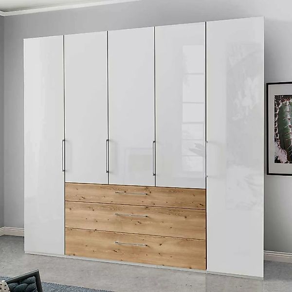Weißer Schlafzimmerkleiderschrank mit Dreh- und Falttüren 250 cm breit günstig online kaufen