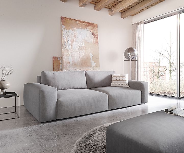 DELIFE Big-Sofa Lanzo, XL Bouclé Creme-Weiß 270x130 cm mit Hocker günstig online kaufen