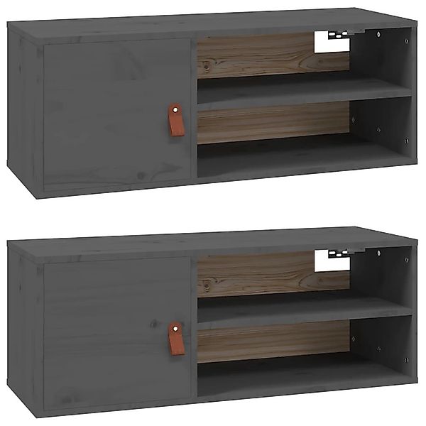vidaXL Regal Wandschränke 2 Stk. Grau günstig online kaufen
