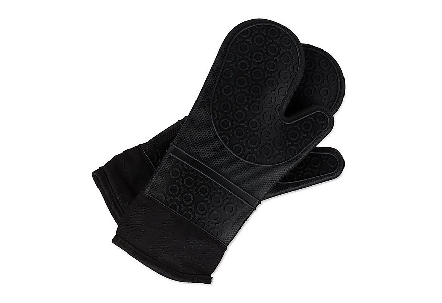 relaxdays Topfhandschuhe 2 Paar Ofenhandschuhe Silikon schwarz günstig online kaufen