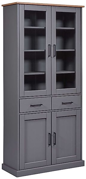 FURNARO Standvitrine Buffet, Landhaus, Massivholz, 90 günstig online kaufen