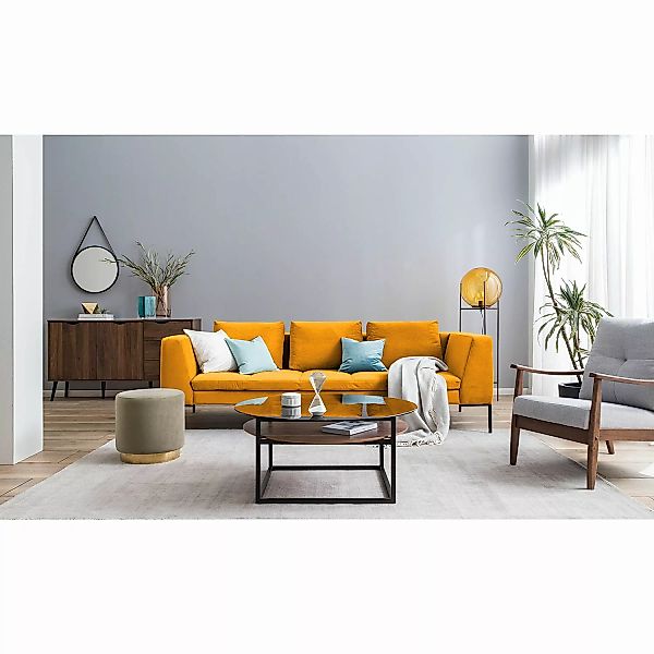 home24 Studio Copenhagen Sofa Madison 3-Sitzer Senfgelb Samt 238x82x105 cm günstig online kaufen