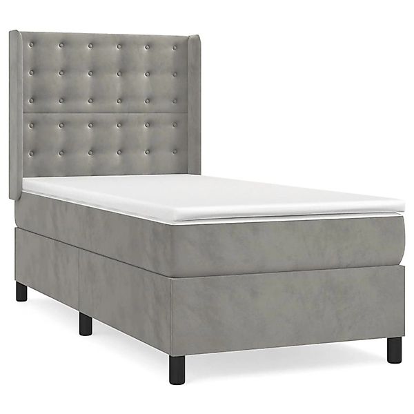 vidaXL Boxspringbett mit Matratze Hellgrau 100x200 cm Samt1400310 günstig online kaufen