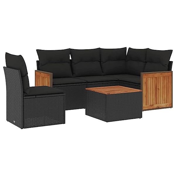 vidaXL 6-Tlg Garten-Sofagarnitur mit Kissen Schwarz Poly Rattan 3260060 günstig online kaufen
