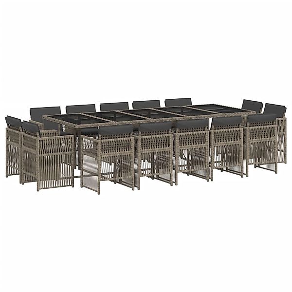 vidaXL 15-Tlg Garten-Essgruppe mit Kissen Grau Poly Rattan 3211052 günstig online kaufen