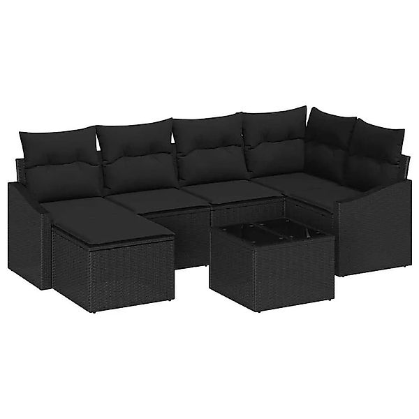 vidaXL Garten Essgruppe mit Kissen mit Speicher 7-Tlg Schwarz 3355472 günstig online kaufen