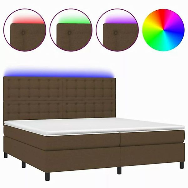 vidaXL Boxspringbett Boxspringbett mit Matratze LED Dunkelbraun 200x200 cm günstig online kaufen