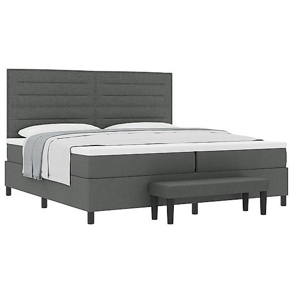 vidaXL Bett Boxspringbett mit Matratze & Bank Dunkelgrau 200x200 cm Stoff ( günstig online kaufen