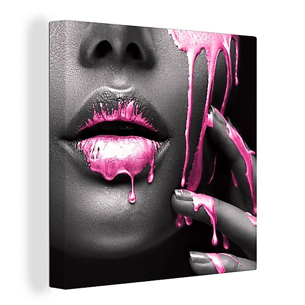 OneMillionCanvasses® Leinwandbild Lippen - Rosa - günstig online kaufen