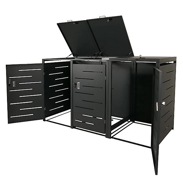 PROREGAL Mülltonnenbox 3er 116,5x197x80cm Erweiterbar Anthrazit günstig online kaufen