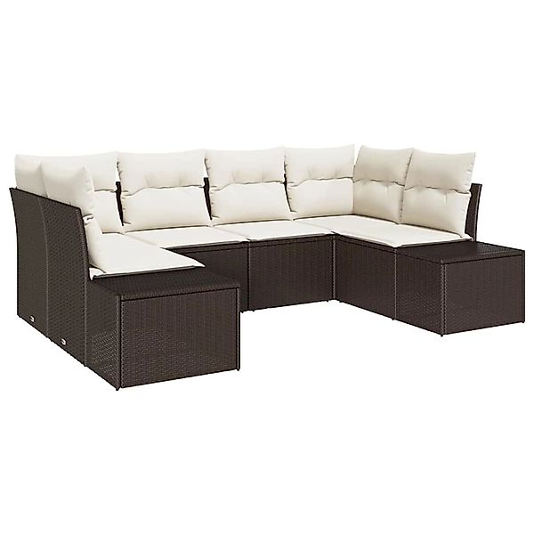 vidaXL Garten-Sofa-Set mit Kissen 6-Tlg Braun Poly Rattan 3347198 günstig online kaufen
